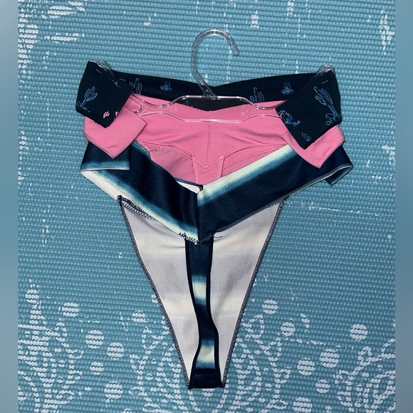 Pack of 3 Pink and Blue V Line Thong Panties - Picture 2 of 3